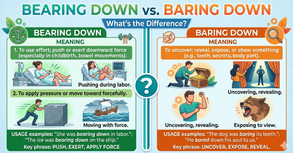 Bearing Down or Baring Down What’s the Difference