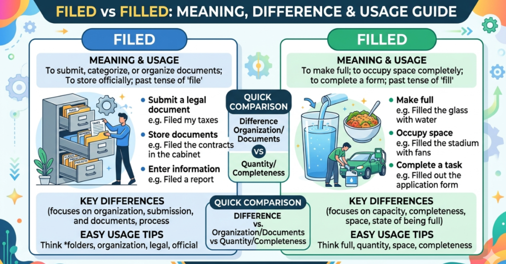 Filed vs Filled Meaning, Difference & Easy Usage Guide